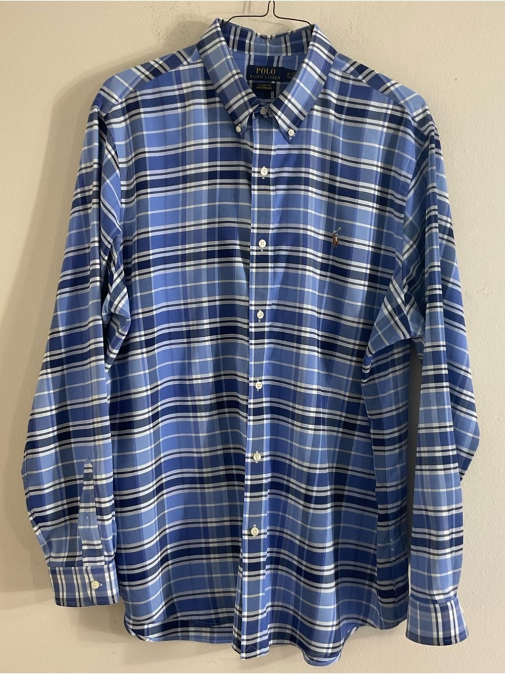 Polo Ralph Lauren Oxford Button Down Shirt XXL TTG blue Multicolor Plaid Pony